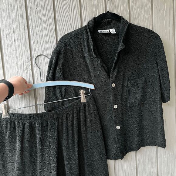 Vintage 90s Chico’s Design Set M/L | Rayon Seersucker Lounge Set Made in USA - Picture 2 of 13